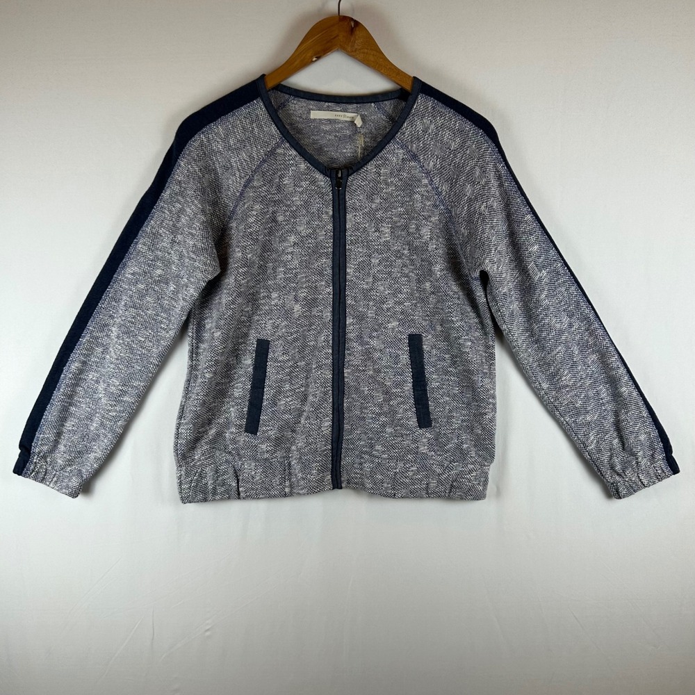Grey State Reese Jacket Metallic Navy Combo Full Zip Textured Knit Size 2 NWT